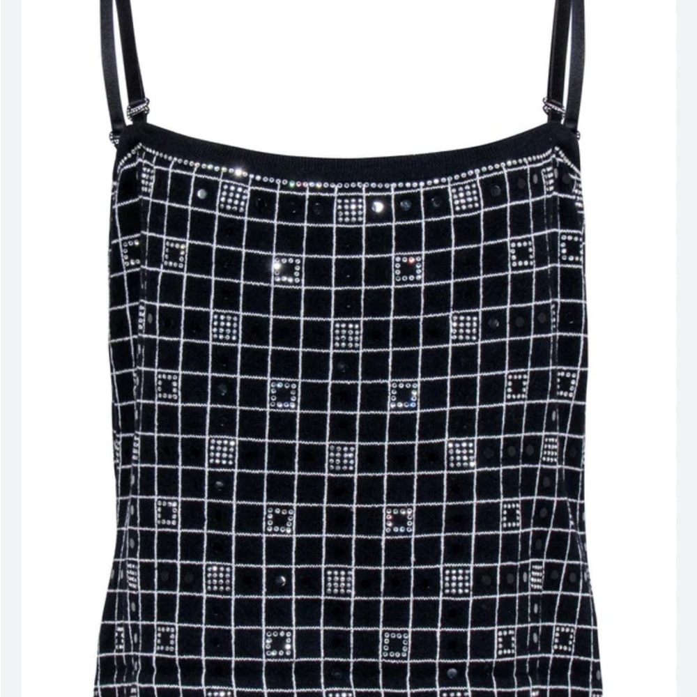 St. John Black and White Checkered Tank Top